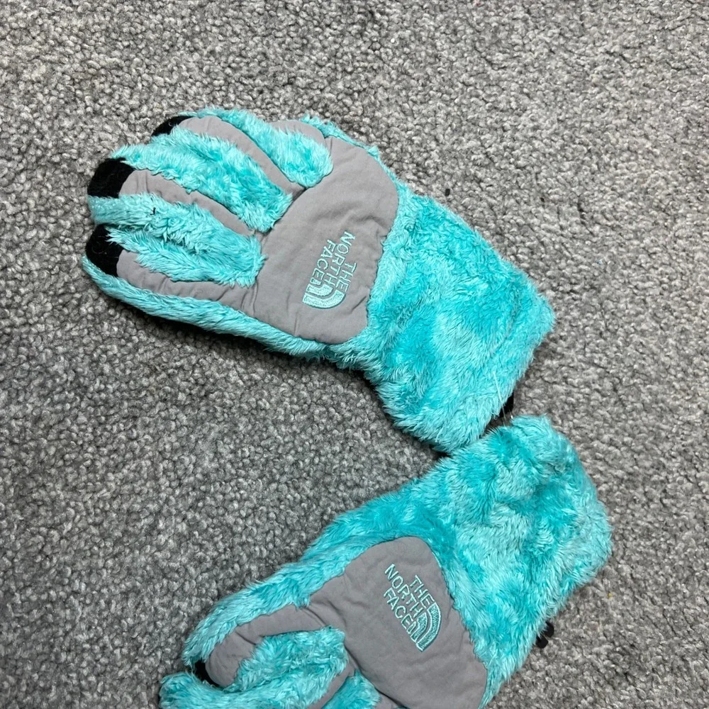 The North Face youth girls Fleece Gloves‎ Teal Black Size M denali thermal